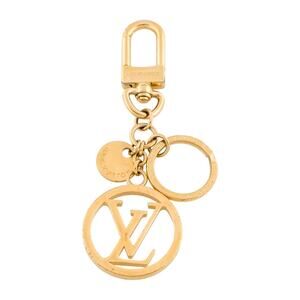 145. Louis Vuitton Authentic Porte Cle LV Circle Bag Charm Key Ring GP Gold 11